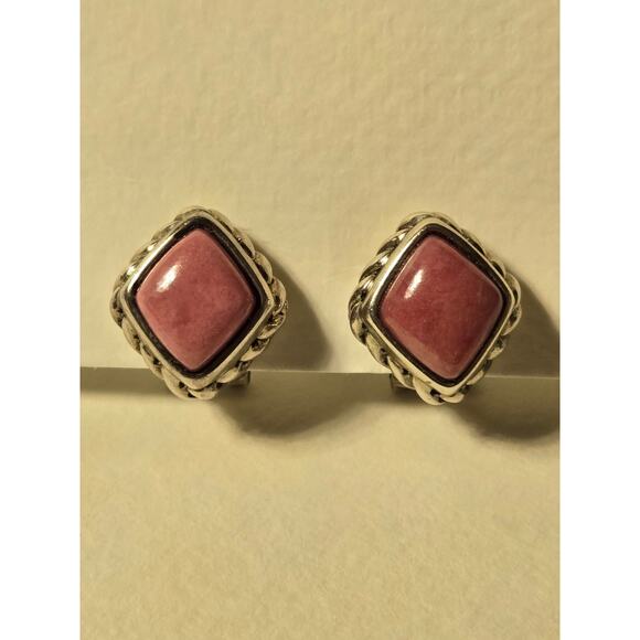 Vintage Rhodonite Sterling Silver Earrings - Picture 5 of 8